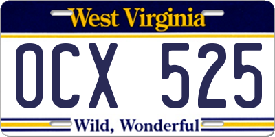 WV license plate OCX525