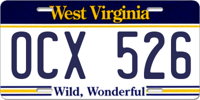 WV license plate OCX526