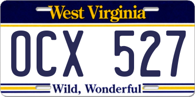 WV license plate OCX527