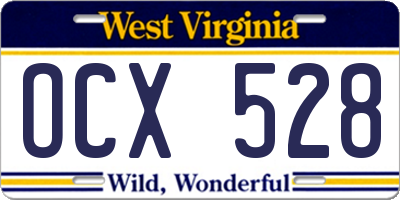 WV license plate OCX528