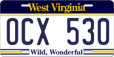 WV license plate OCX530