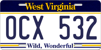 WV license plate OCX532