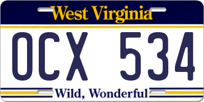 WV license plate OCX534