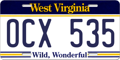 WV license plate OCX535