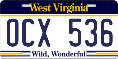 WV license plate OCX536