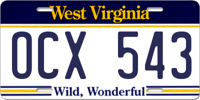 WV license plate OCX543