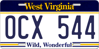 WV license plate OCX544
