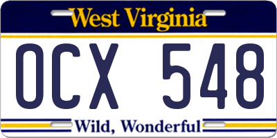WV license plate OCX548