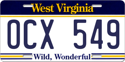 WV license plate OCX549