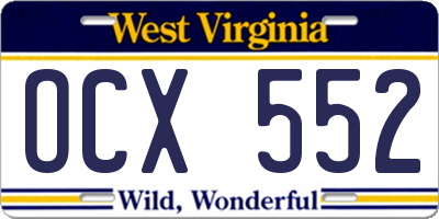 WV license plate OCX552