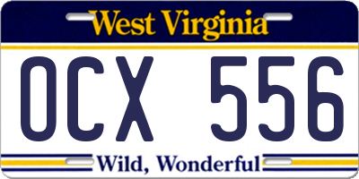 WV license plate OCX556