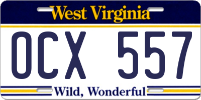 WV license plate OCX557