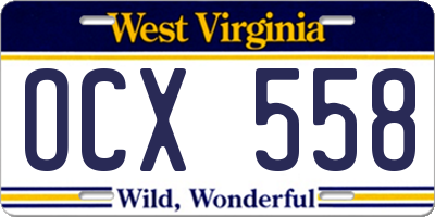 WV license plate OCX558