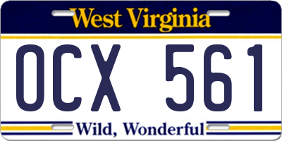 WV license plate OCX561