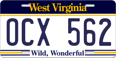 WV license plate OCX562