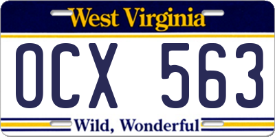 WV license plate OCX563
