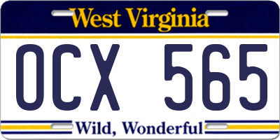 WV license plate OCX565