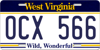 WV license plate OCX566