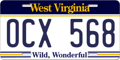WV license plate OCX568