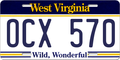 WV license plate OCX570
