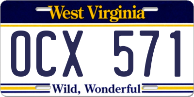 WV license plate OCX571