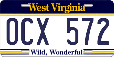 WV license plate OCX572