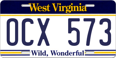 WV license plate OCX573