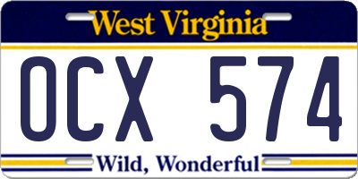 WV license plate OCX574