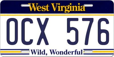 WV license plate OCX576
