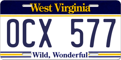 WV license plate OCX577