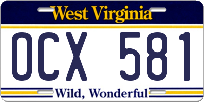 WV license plate OCX581