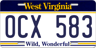 WV license plate OCX583