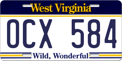 WV license plate OCX584