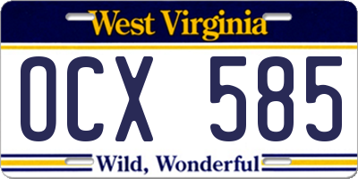 WV license plate OCX585