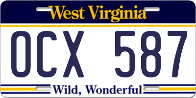 WV license plate OCX587