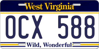 WV license plate OCX588