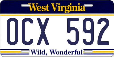 WV license plate OCX592