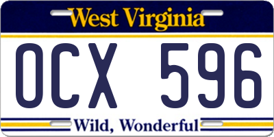 WV license plate OCX596