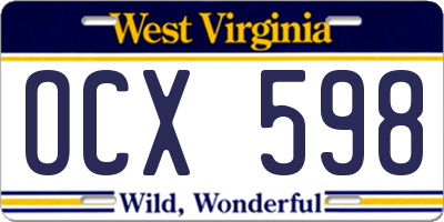 WV license plate OCX598