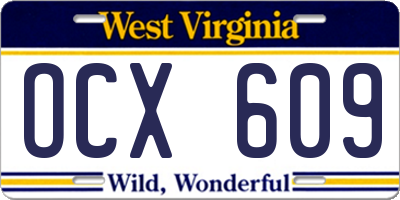 WV license plate OCX609