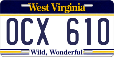 WV license plate OCX610
