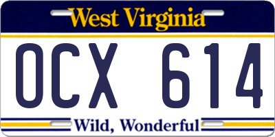 WV license plate OCX614