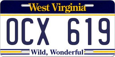 WV license plate OCX619