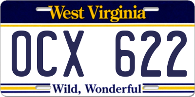 WV license plate OCX622