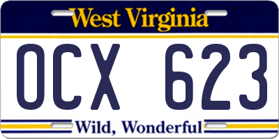WV license plate OCX623