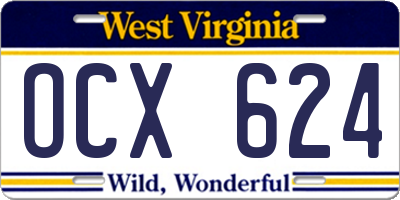 WV license plate OCX624