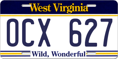 WV license plate OCX627