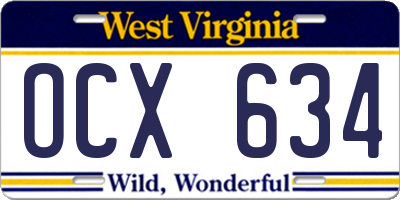 WV license plate OCX634