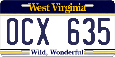 WV license plate OCX635