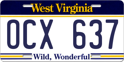 WV license plate OCX637